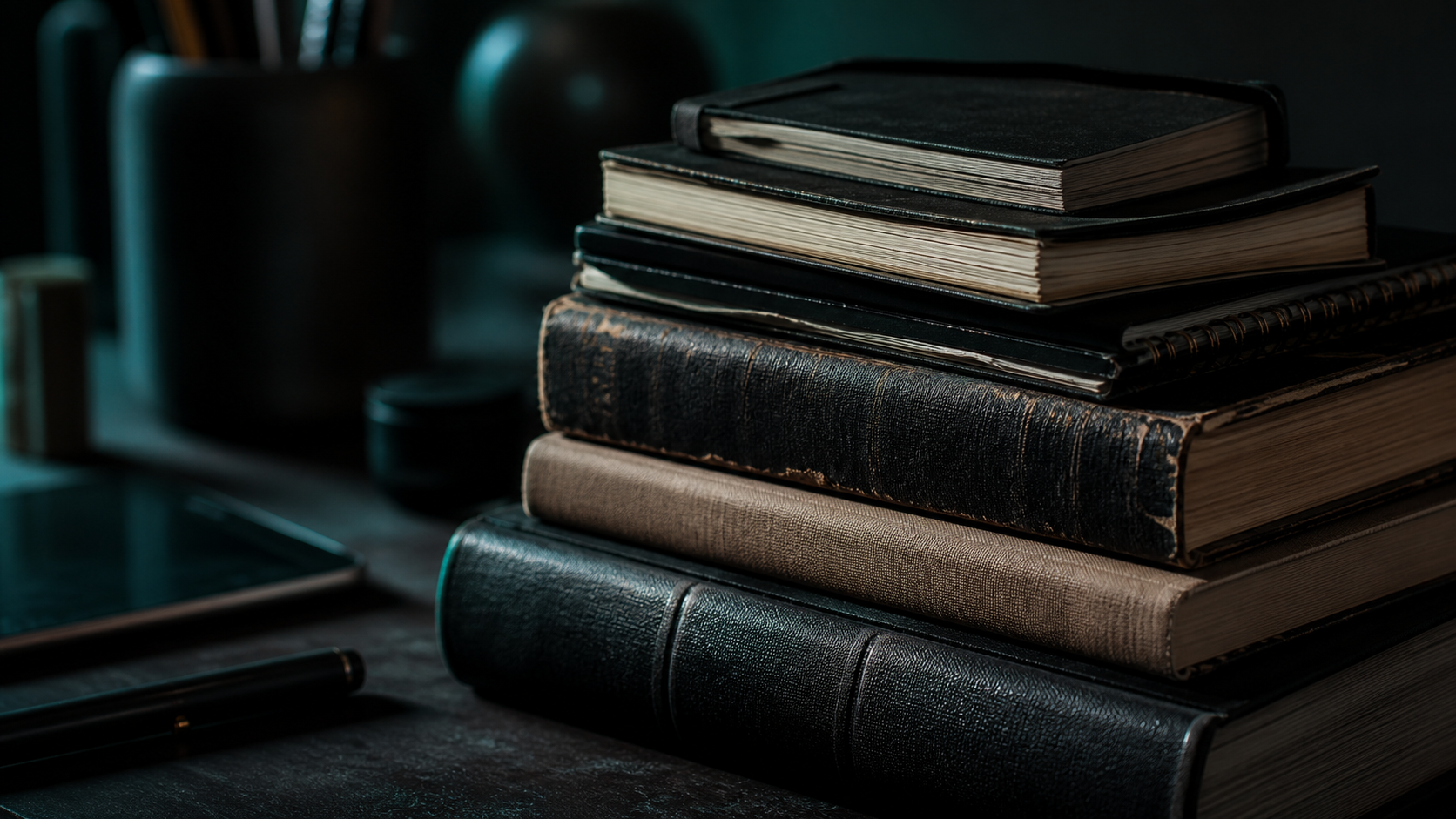 Stack of academic books